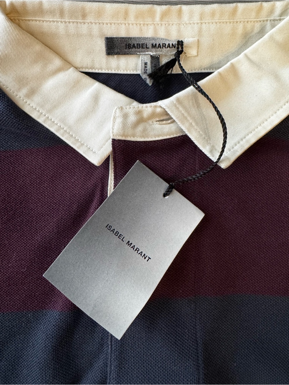 Men's Long Sleeve - Isabel Marant - Navy & Burgundy - Polo - Picture 6 of 9